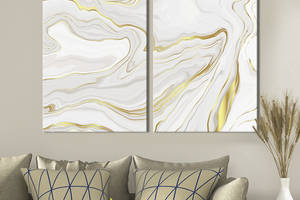 Модульная картина из двух частей KIL Art Диптих Золото на белом мраморе 165x122 см (1021-2)