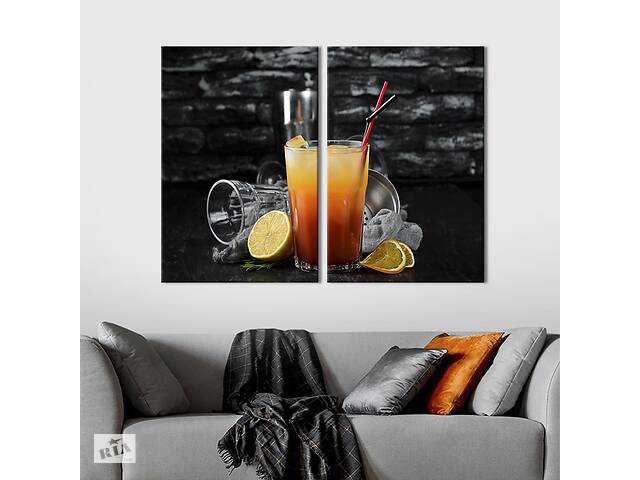 Модульная картина из двух частей KIL Art Лимонно-апельсиновый коктейль 111x81 см (1552-2)