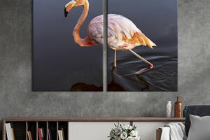 Модульная картина из двух частей KIL Art Оранжевый фламинго в воде 111x81 см (1742-2)