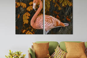 Модульная картина из двух частей KIL Art Профиль красного фламинго 165x122 см (1743-2)