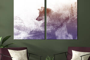 Модульная картина из двух частей KIL Art Профиль собаки на бело-фиолетовом фоне 111x81 см (1710-2)