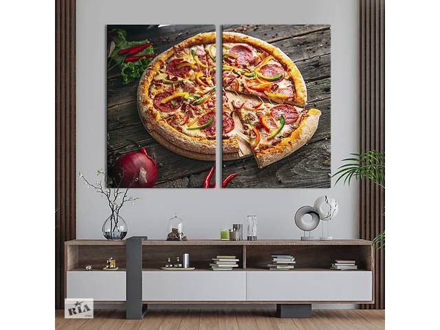 Модульная картина из двух частей KIL Art Пицца с колбасой и разноцветным перцем 165x122 см (1549-2)