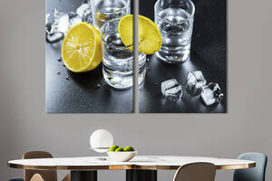 Модульная картина из двух частей KIL Art Рюмки с холодным алкоголем и лимоном 111x81 см (1558-2)
