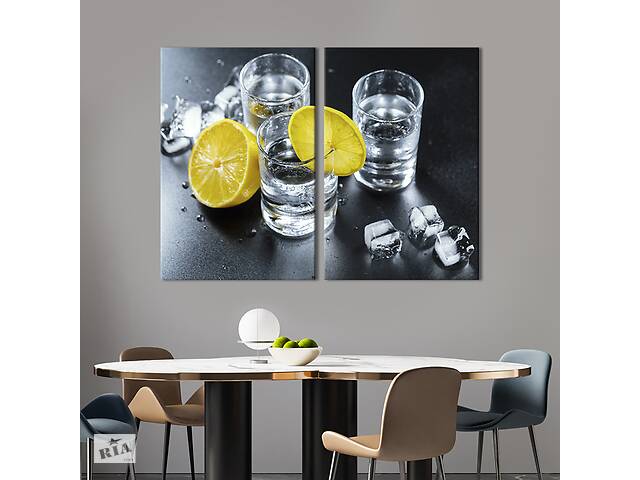Модульная картина из двух частей KIL Art Рюмки с холодным алкоголем и лимоном 165x122 см (1558-2)