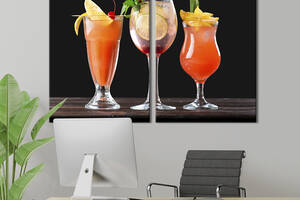 Модульная картина из двух частей KIL Art Украшение коктейлей апельсином мятой лаймом и карамболем 111x81 см