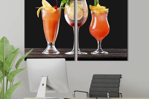 Модульная картина из двух частей KIL Art Украшение коктейлей апельсином мятой лаймом и карамболем 71x51 см