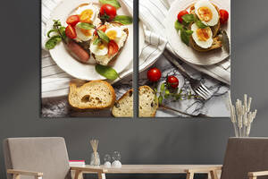 Модульная картина из двух частей KIL Art Завтрак для двух людей с яйцами помидорами и тостами 111x81 см (1577-2)