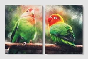 Модульная картина из двух частей Попугайчики Malevich Store 153x100 см (MK21223)