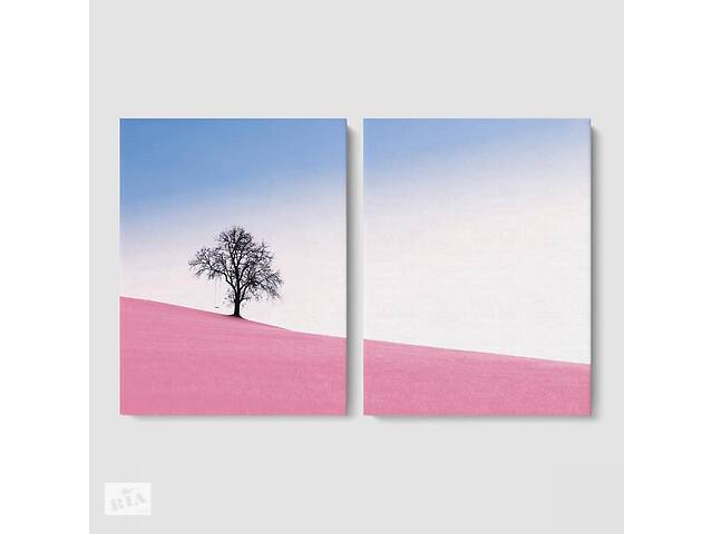 Модульная картина из двух частей Розовое Поле Malevich Store 93x60 см (MK21228)