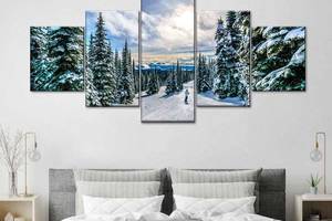Модульна картина із п'яти частин Art Studio Shop Екстрім серед снігів 162x72 см (M5_L_60)