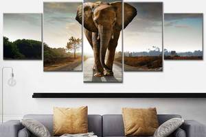 Модульная картина из пяти частей Art Studio Shop Гигант Африки 162x72 см (M5_L_18)