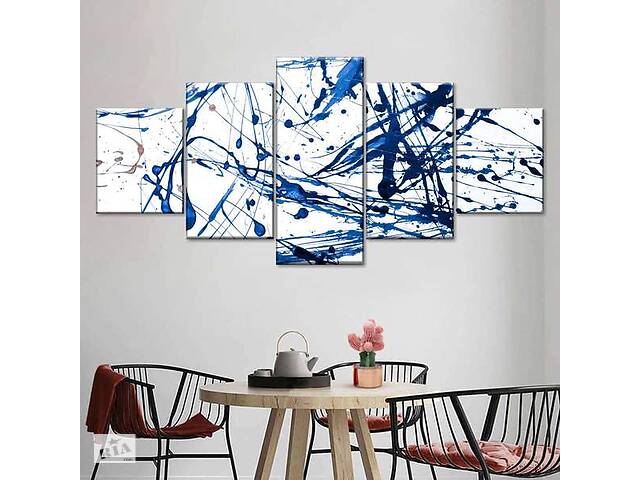 Модульна картина із п'яти частин Art Studio Shop Хаотична синева 162x72 см (M5_L_22)