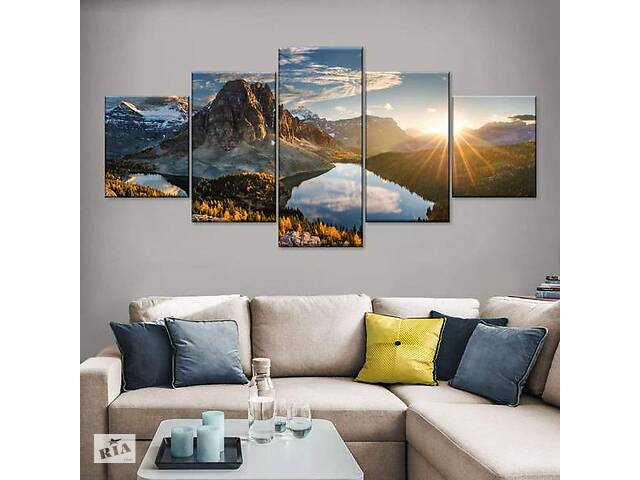 Модульна картина із п'яти частин Art Studio Shop Озеро біля підніжжя гори 162x72 см (M5_L_15)