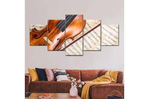 Модульная картина из пяти частей Art Studio Shop Скрипка на нотах 112x48 см (M5_M_78)