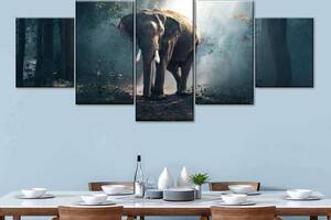 Модульна картина з п'яти частин Art Studio Shop Слон у лісовій гущавині 162x72 см (M5_L_75)