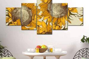 Модульная картина из пяти частей Art Studio Shop Солнечные цветы 162x72 см (M5_L_71)