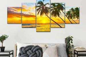 Модульна картина з п'яти частин Art Studio Shop Тропічний захід сонця 112x48 см (M5_M_67)