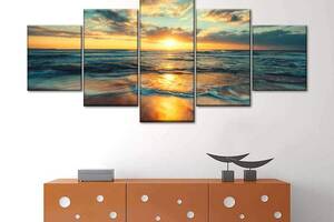Модульна картина із п'яти частин Art Studio Shop Вечірні промені на хвилях 162x72 см (M5_L_46)