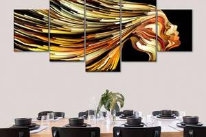 Модульная картина из пяти частей Art Studio Shop Золотой профиль 162x72 см (M5_L_74)