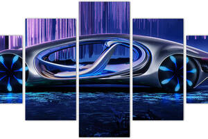 Модульная картина из пяти частей KIL Art Футуристическая машина будущего Mercedes-Benz 162x80 см (m52_46)