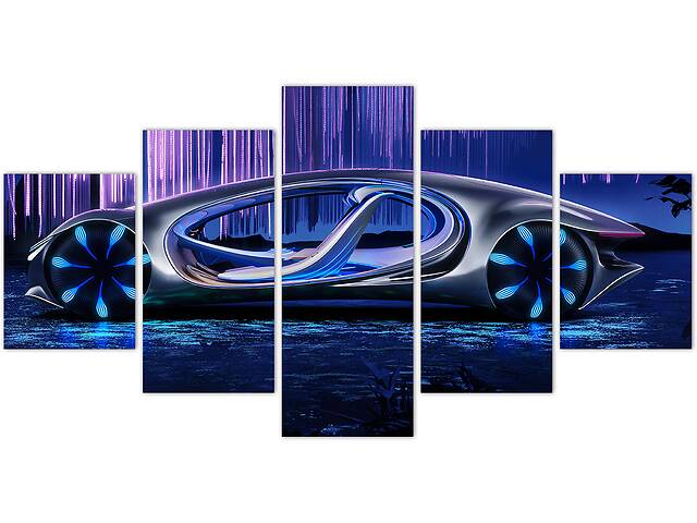 Модульная картина из пяти частей KIL Art Футуристическая машина будущего Mercedes-Benz 162x80 см (m52_46)