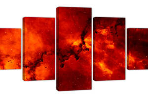 Модульная картина из пяти частей KIL Art Космос в красном цвете 162x80 см (m52_30)