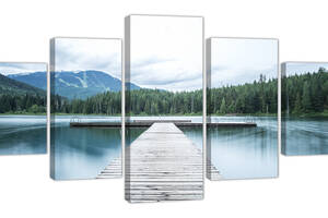 Модульная картина из пяти частей KIL Art Пейзаж мост к озеру в горах 162x80 см (m52_27)