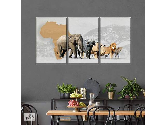 Модульная картина из трех частей Art Studio Shop Дикая Африка 78x48 см (M3_M_135)