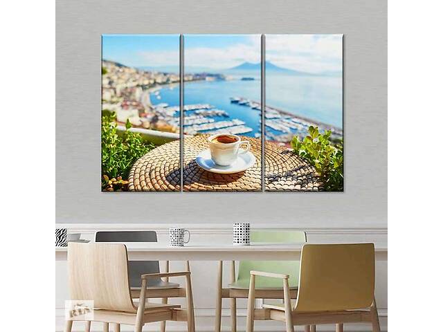 Модульная картина из трех частей Art Studio Shop Кофе и море 128x81 см (M3_L_133)
