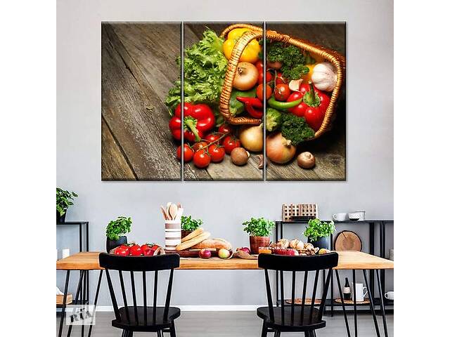 Модульная картина из трех частей Art Studio Shop Корзинка овощей 128x81 см (M3_L_54)