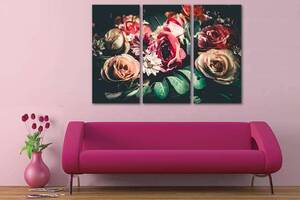 Модульна картина із трьох частин Art Studio Shop Містичні квіти 78x48 см (M3_M_164)