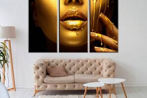 Модульная картина из трех частей Art Studio Shop Расплавленное золото 78x48 см (M3_M_114)