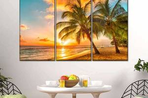 Модульна картина із трьох частин Art Studio Shop Тропічний захід сонця 78x48 см (M3_M_88)