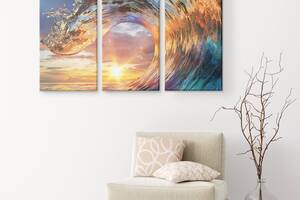 Модульна картина із трьох частин Art Studio Shop Хвиля на заході сонця 128x81 см (M3_L_1)