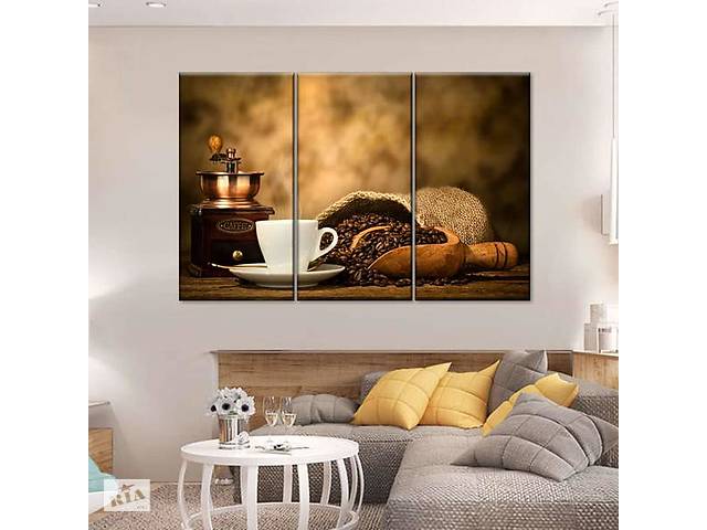 Модульная картина из трех частей KIL Art Аромат кофе 156x100 см (M3_XL_123)