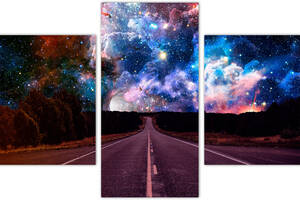 Модульная картина из трех частей KIL Art Дорога под звездами 96x60 см (m31_M_26)
