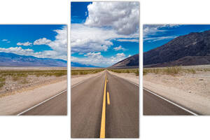 Модульная картина из трех частей KIL Art Дорога в пустыне, уходящая к горизонту 96x60 см (m31_M_9)