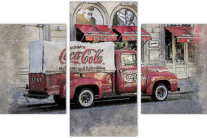 Модульная картина из трех частей KIL Art Фургон Кока Кола у кафе 96x60 см (m31_M_8)