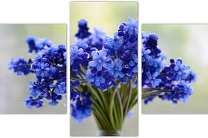 Модульная картина из трех частей KIL Art Голубые цветы 96x60 см (m31_M_32)