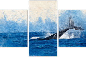 Модульная картина из трех частей KIL Art Синий кит 96x60 см (m31_M_16)