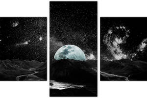 Модульна картина із трьох частин KIL Art Вид на Землю з Місяця 141x90 см (m31_L_20)