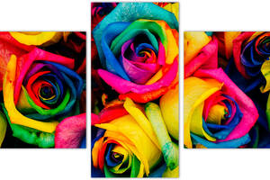 Модульная картина из трех частей KIL Art Яркие розы 96x60 см (m31_M_11)