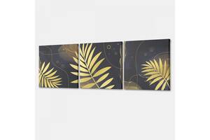 Модульная картина из трех частей Malevich Store 111x35 см Листья Пальмы (MK322403)