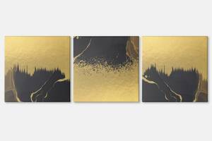Модульна картина із трьох частин Malevich Store 111x35 см Black and Gold (MK322405)