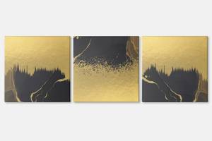 Модульна картина із трьох частин Malevich Store 156x50 см Black and Gold (MK322405)