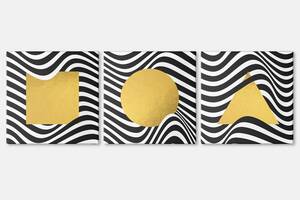 Модульна картина із трьох частин Malevich Store 231x75 см Gold Geometric (MK322404)