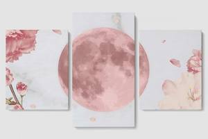 Модульная картина из трех частей Malevich Store 96x60 см Pink Moon (MK322031)