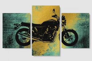 Модульная картина из трех частей Malevich Store 96x60 см Мотоцикл (MK322022)