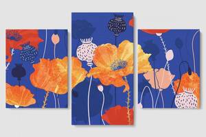 Модульная картина из трех частей Malevich Store 96x60 см Маки (MK322033)