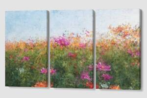 Модульная картина из трех частей Поле цветов Malevich Store 96x60 см (MK311620)